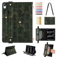 thumbnail image 1 of for iPad mini 7th Gen 2024/mini 6th Gen 2021 Case, Handbag Design PU Leather Stand Cover with Elastic Hand Strap and Detachable Adjustable Shoulder Strap, Pencil Holder, Document Card Pocket, Green, 1 of 9