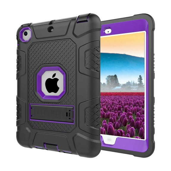 iPad mini Case; iPad mini 2 Case, iPad mini 3 Case, Dteck Shockproof Stand Kids Case Protective Cover, Black / Purple