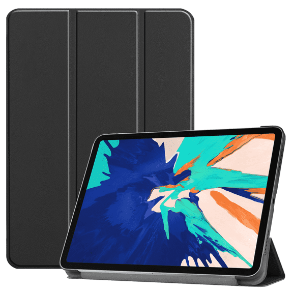 For iPad pro 12.9 Protective Leather Soft Shell All-Inclusive Pen Tray iPad Pro 12.9 Inch Tablet Cover Tri-Fold Cass Stand Ultra-Thin Shell Anti-Drop Leather Case (Black)