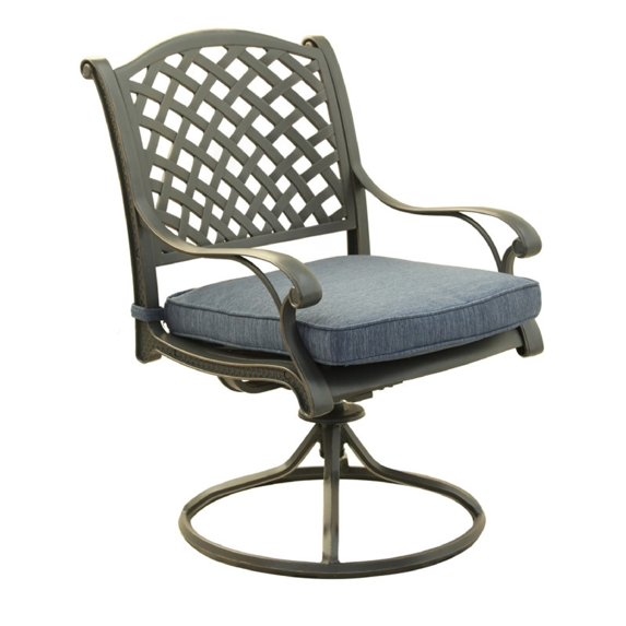 iPatio Durable Outdoor Dining Swivel Rockers with Cushions: Weather-resistant, Rustproof, and Comfortable Patio chairs for Garden and Outdoor Spaces, Set of 2, Navy Blue