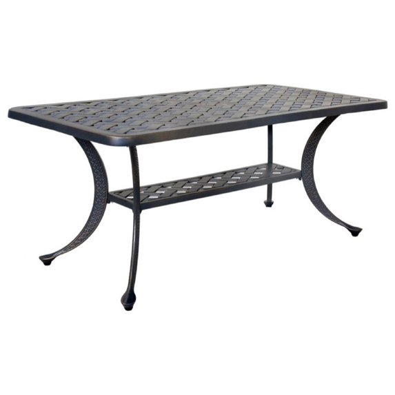 iPatio Indoor Outdoor 21x42" Rectangular Cast Aluminum Standard Coffee Table with Shelf: Rust-Resistant, Durable Coffee table for Patio, Garden, and Terrace (Dessert Night)