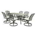 thumbnail image 1 of iPatio Modern 7-Piece Aluminum Dining Set: Durable, Comfortable, Weather-Resistant Outdoor Patio Furniture Set with 6 Cushioned Swivel Chairs and Rectangular Table, Cast Silver, 1 of 5