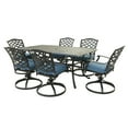 thumbnail image 1 of iPatio Modern 7-Piece Aluminum Dining Set: Durable, Comfortable, Weather-Resistant Outdoor Patio Furniture Set with 6 Cushioned Swivel Chairs and Rectangular Table, Sapphire Blue, 1 of 5
