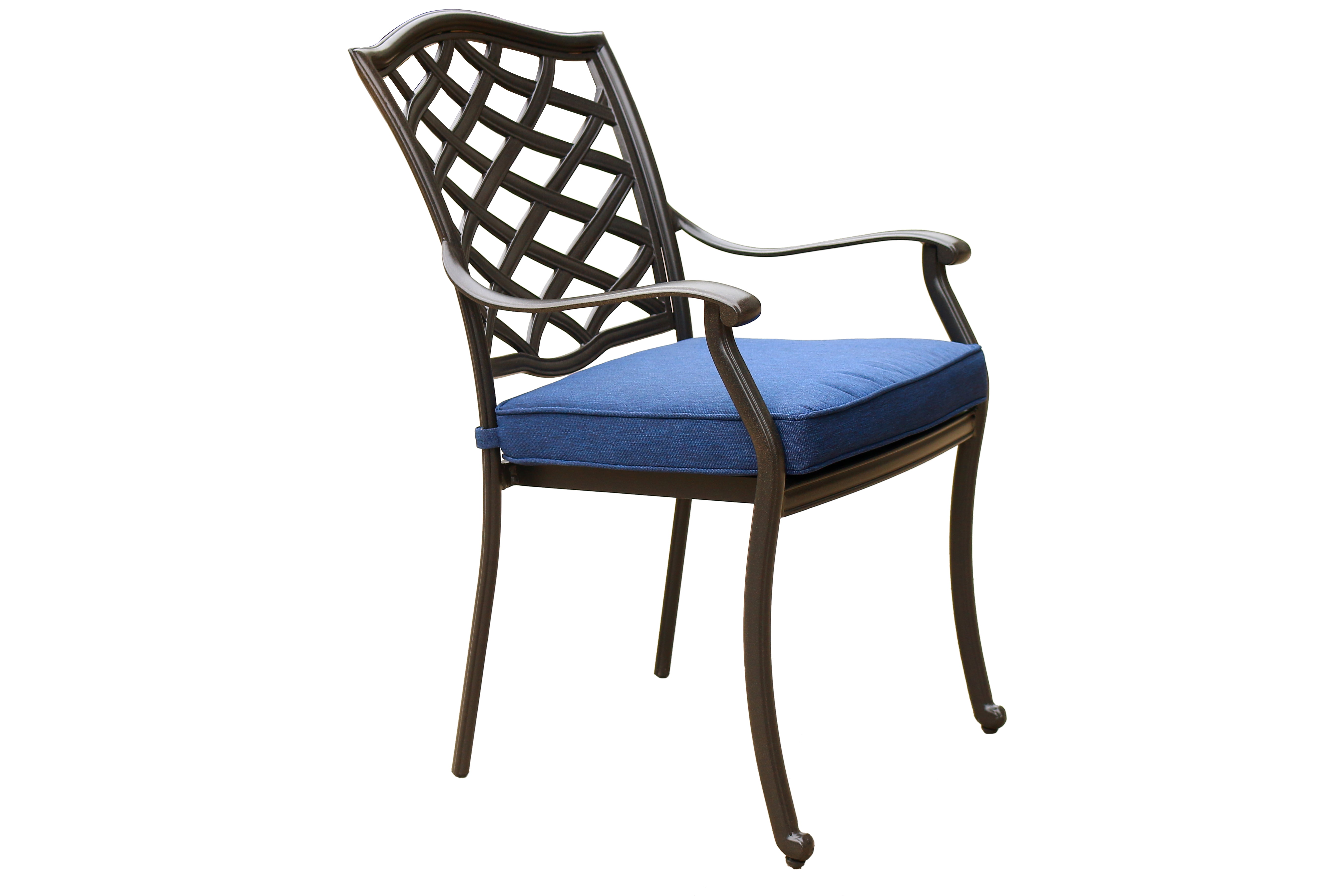 Navy Blue Cushioned Aluminum Outdoor Dining Chair Set