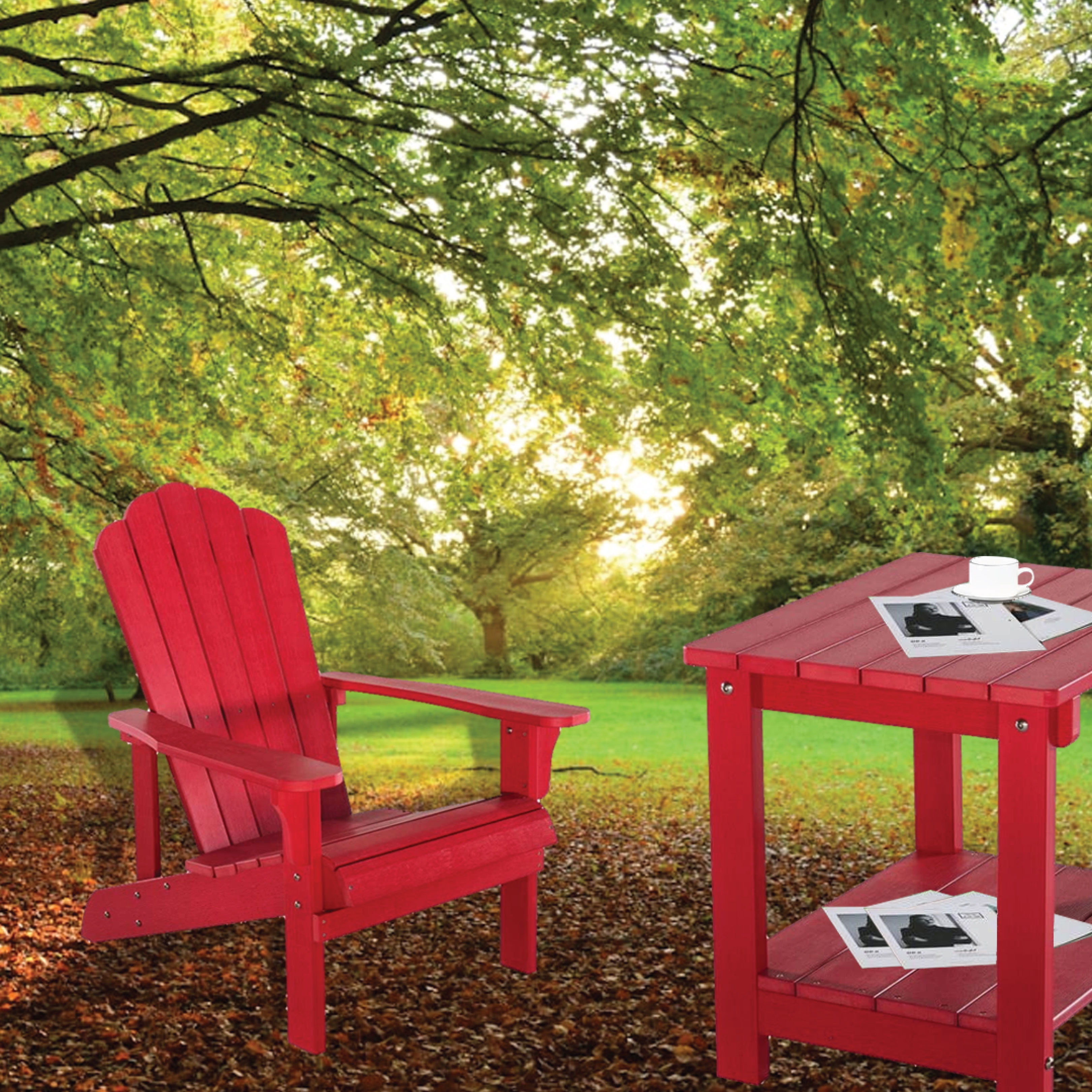 iPatio Outdoor Plastic Wood Adirondack Chair Durable and Weather Resistant Patio Chair for Decks Backyards Lawns Poolside Beaches Red Walmart