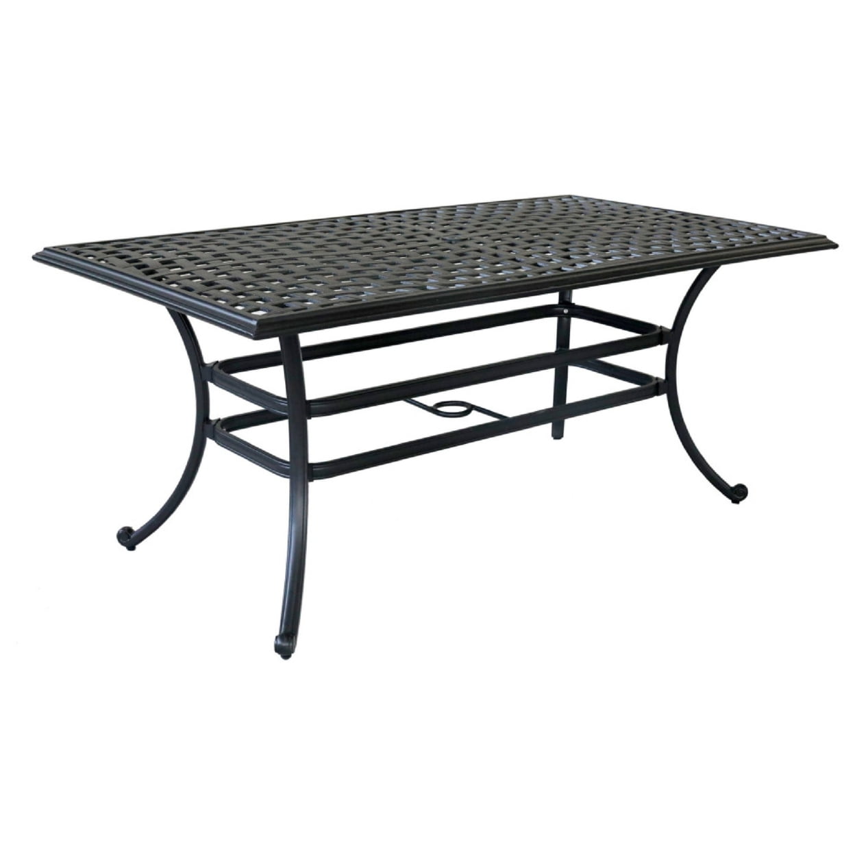 iPatio Aluminum Dining Table (38x68 In) with Umbrella Hole, Weather