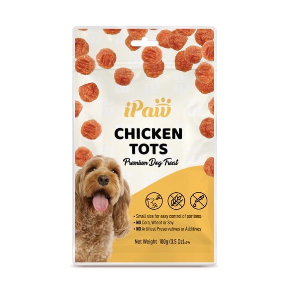 iPaw Dog Treats for Puppy Training, All Natural Human Grade Dog Treat, (Chicken Tots)