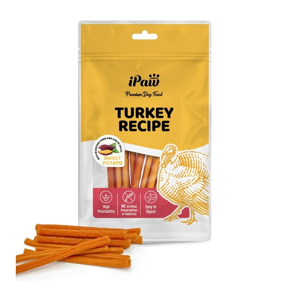 iPaw Turkey Dog Treats, All Natural Human Grade Dog Treat, Suitable for Training chew, US Sourced Raw Material, Hypoallergenic, Rawhide Alternative, Braided Stick