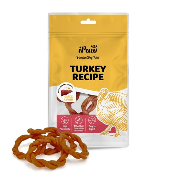 iPaw Turkey Dog Treats, All Natural Human Grade Dog Treat, Suitable for Training chew, US Sourced Raw Material, Hypoallergenic, Rawhide Alternative, Ring (Duck Liver)