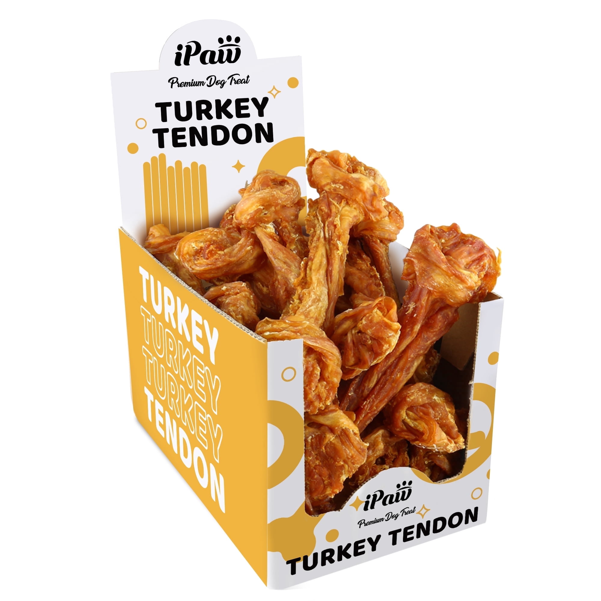 iPaw Turkey Tendon for Dogs, Ingredient Sourced from USA,  All Natural Human Grade Puppy Chew, Rawhide Alternative, 10 Units/Box bone (Large)