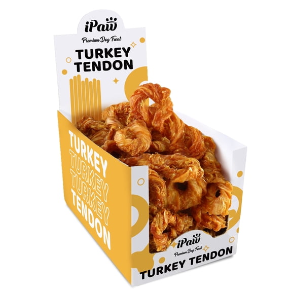 iPaw Turkey Tendon for Dogs, Ingredient Sourced from USA, Hypoallergenic, All Natural Human Grade Puppy Chew, Dog Treats for Signature Series, Rawhide Alternative, 20 Units/Pack Pretzel (Medium)