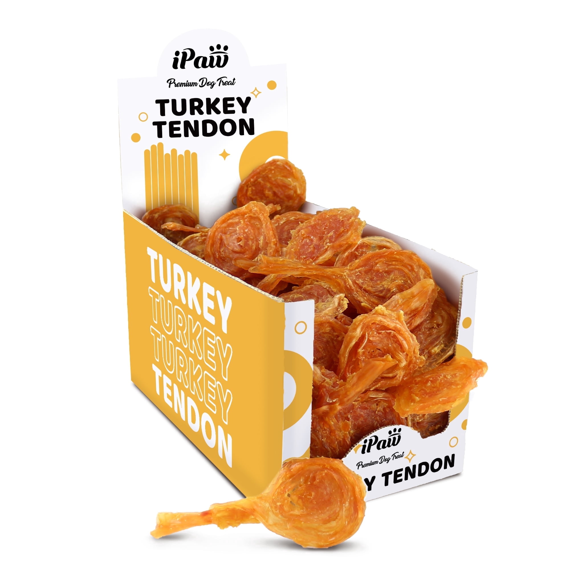 iPaw Turkey Tendon for Dogs, Hypoallergenic, All Natural Human Grade Puppy Chew, Dog Treats for Signature Series, Rawhide Alternative, 40 Units/Box Lollipop (Small)