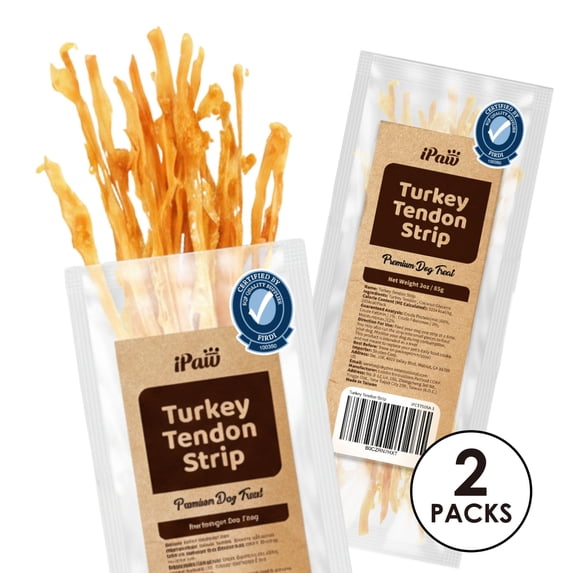 iPaw Turkey Tendon for Dogs Treats, Strips (2 packs)