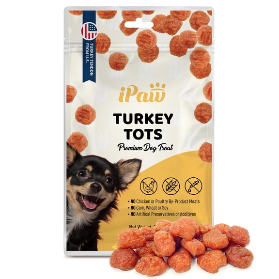 Turkey Tots Dog Treats for Puppy Training, All Natural Human Grade Dog Treat, US Sourced Raw Material