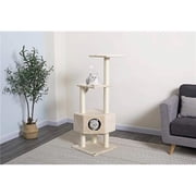 iPet CFF32 54 in. Spacious Cat Tree Condo, 3 Platform, Beige