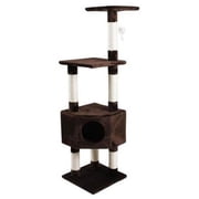 iPet CFF32-BR 54 in. Cat Tree Condo Scratching Post - 3 Platform, Brown
