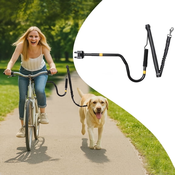 iPetba Heavy Duty Dog Bike Leash Attachment Hands Free Dog Bicycle Leash for Riding Exercising Cycling Black