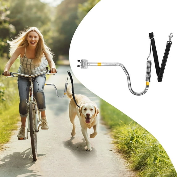 iPetba Heavy Duty Dog Bike Leash Attachment Hands Free Dog Bicycle Leash for Riding Exercising Cycling Sliver