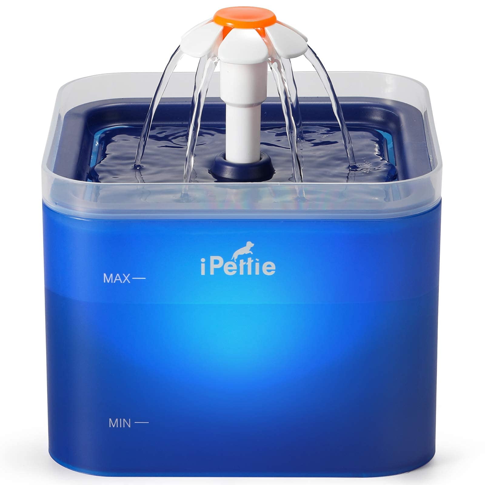 Blue Stainless Steel LED Pet Water Fountain with Charcoal Filter