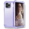thumbnail image 1 of iPhone 11 2019 Case with Temepered Glass Screen Protector, Dteck Full body Protection 3 Layer Hybrid Rugged Shockproof Case Glass Screen Cover For Apple iPhone 11 6.1", Light Purple, 1 of 9