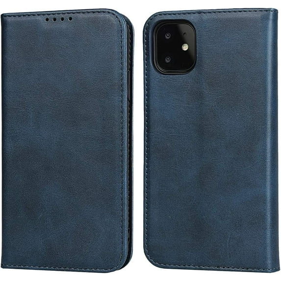 for iPhone 11 2019 Wallet Case,Premium PU Leather Flip Folio Case with Card Slot,Stand Holder and Magnetic Closure TPU Shockproof Interior Protective Case for Apple iPhone 11 6.1",Navy Blue