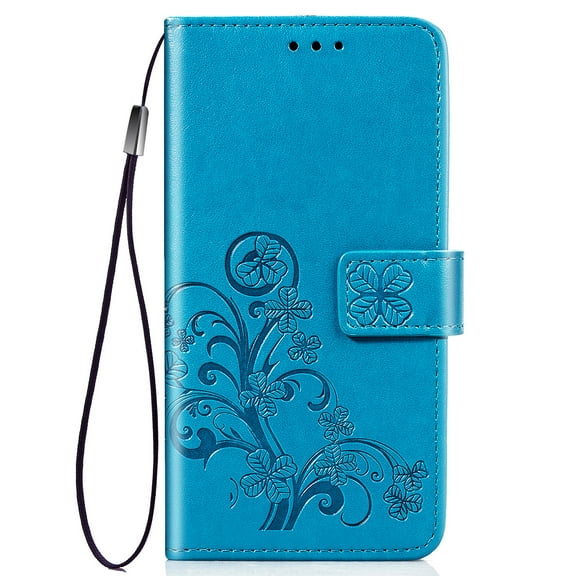 iPhone 11 6.1" 2019 Case, Allytech Slim Fit Lightweight Folio Flip Stand Hand Wrist Strap Shockproof Retro Defender Bumper Magnetic Clasp Wallet Case Cover for Apple iPhone 11 6.1 Inch,Blue