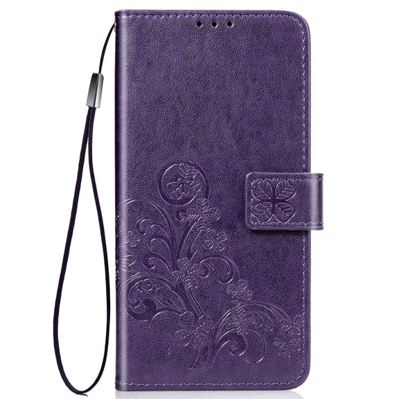 iPhone 11 6.1" 2019 Case, Allytech Slim Fit Lightweight Folio Flip Stand Hand Wrist Strap Shockproof Retro Defender Bumper Magnetic Clasp Wallet Case Cover for Apple iPhone 11 6.1 Inch,Purple