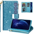 thumbnail image 1 of iPhone 11 6.1" Case, Allytech PU Leather Folio Flip Kickstand Wrist Strap Cards Slots Shockproof Mangetic Closure TPU Back Cover Wallet Case for Apple iPhone 6.1", Skyblue, 1 of 13