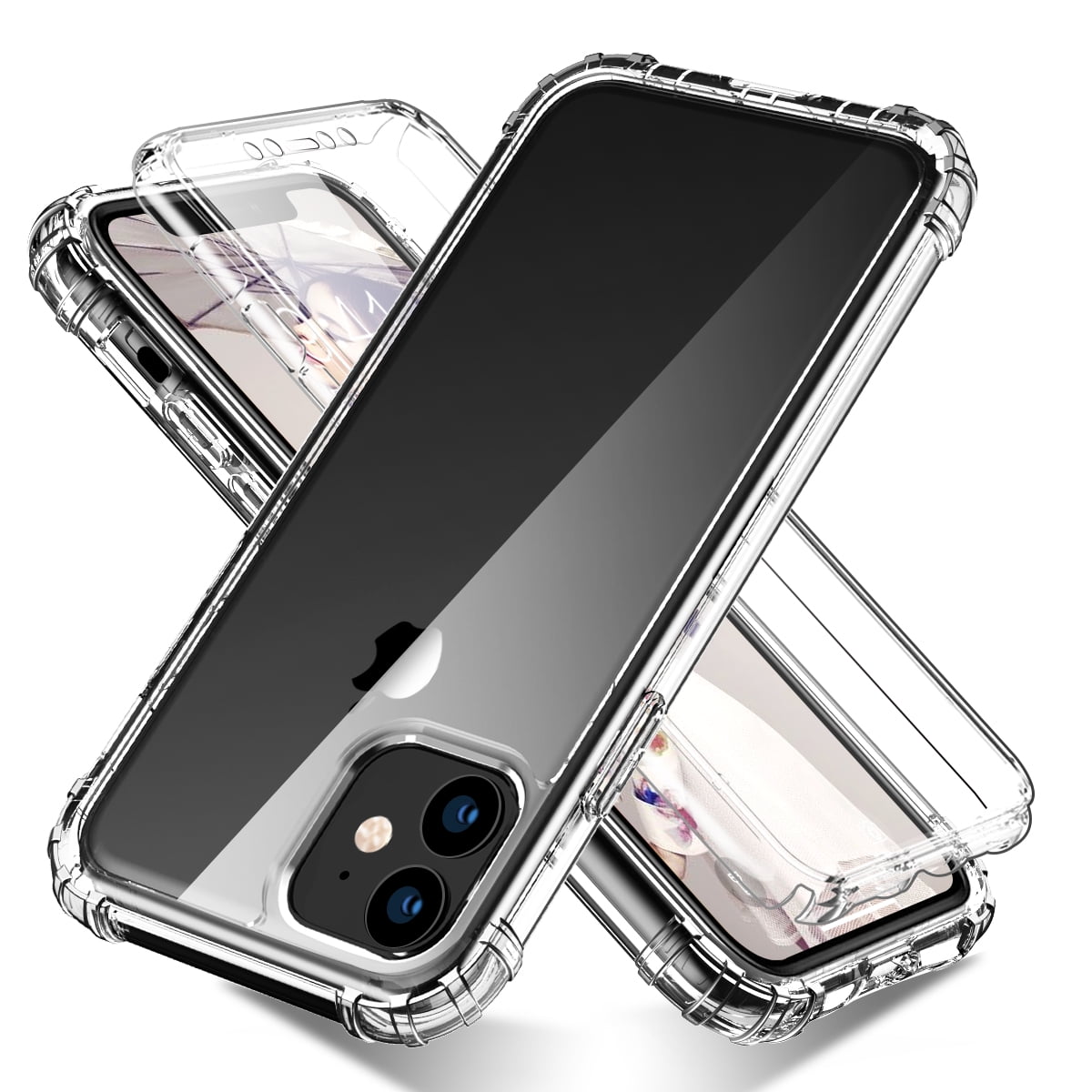 CellEver Clear Full Body Case for iPhone 11, Heavy Duty Protection with  Anti-Slip TPU Bumper and [2 Tempered 9H Glass Screen Protectors] Shockproof