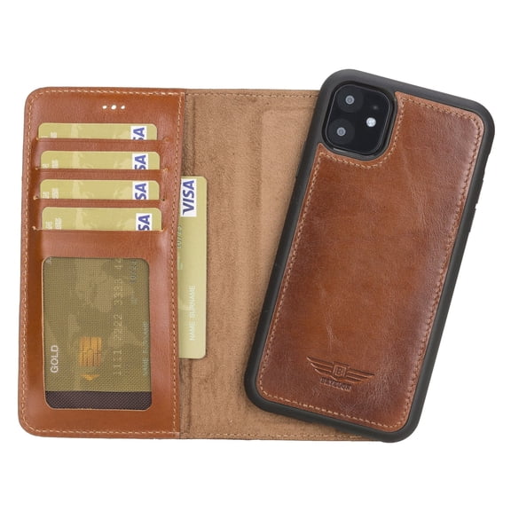 iPhone 11 6.1 Full Grain Leather Detachable Magnetic Wallet Case