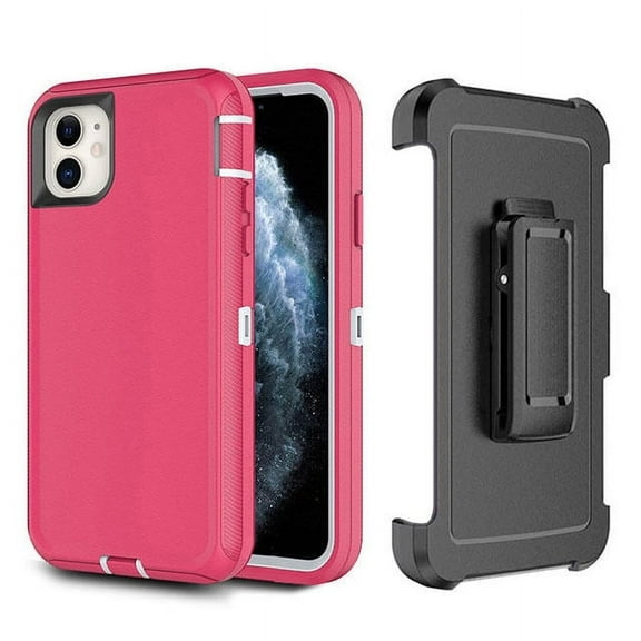 For iPhone 11 (6.1") Shockproof Heavy Duty Full Body Protection Hybrid Defender Rugged Case with Holster