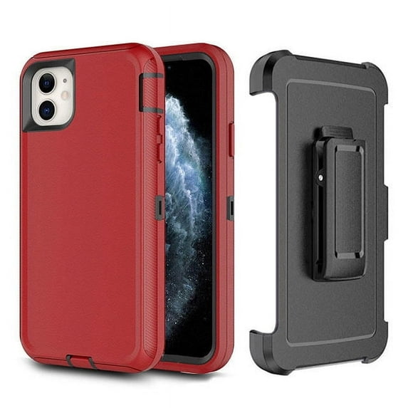 For iPhone 11 (6.1") Shockproof Heavy Duty Full Body Protection Hybrid Defender Rugged Case with Holster