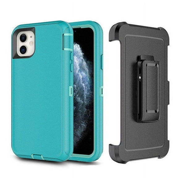 For iPhone 11 (6.1") Shockproof Heavy Duty Full Body Protection Hybrid Defender Rugged Case with Holster