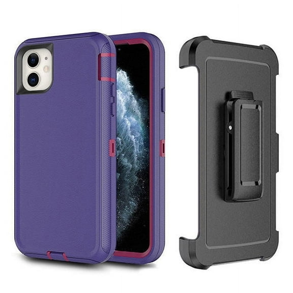For iPhone 11 (6.1") Shockproof Heavy Duty Full Body Protection Hybrid Defender Rugged Case with Holster