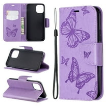 iPhone 11 6.1" Wallet Case, Dteck Embossed Butterfly Flip PU Leather Stand Wallet Case Cover For Apple iPhone 11 2019, Violet