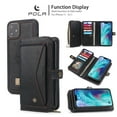 thumbnail image 1 of iPhone 11 6.1 inch Wallet Case, Dteck 2 in 1 Leather Zipper Purse Multi-Function Tri-fold Wallet Case Detachable Magnetic Phone Cover with 14 Card Slots Money Pocket For Apple iPhone 11,Black, 1 of 12