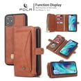 thumbnail image 1 of iPhone 11 6.1 inch Wallet Case, Dteck 2 in 1 Leather Zipper Purse Multi-Function Tri-fold Wallet Case Detachable Magnetic Phone Cover with 14 Card Slots Money Pocket For Apple iPhone 11,Brown, 1 of 11