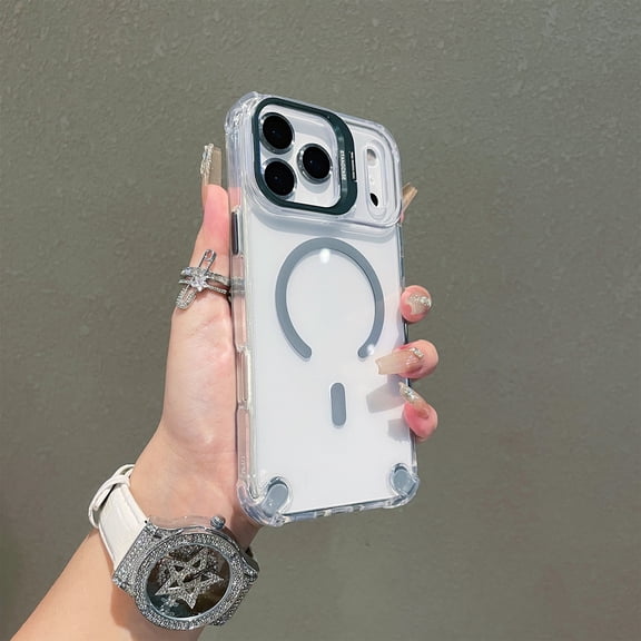 For iPhone 11 Back Clear Shockproof Hybrid Case, Magnetic Wireless Charging, Shock-Resistant PC+TPU, Anti-Scratch Kickstand, Compatible with MagSafe, Slim Anti-Scratch, Gray