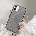 thumbnail image 1 of for iPhone 11 Bling Case, Glitter Diamond Sequins Case Small Credit Card Cash Holder Wallet Case with Shiny Crossbody Chain Hard PC Back Protective Girly Stand Case Black, 1 of 14