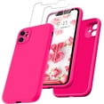 thumbnail image 1 of for iPhone 11 Case with 2 Pack Screen Protector,Liquid Silicone Soft Gel Rubber Slim Cover with Microfiber Cloth Lining Cushion Shockproof Phone Case for iPhone 11 6.1", Hot Pink, 1 of 8