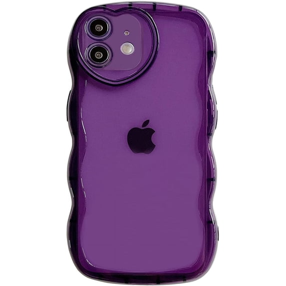 for iPhone 11 Case (2019 6.1"),Cute Clear Love Case,with Love-Heart Camera Frame Wavy Edge Transparent Full Protective Soft TPU Shockproof Phone Cases Cover for Women Girls Purple