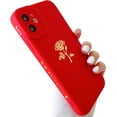 thumbnail image 1 of for iPhone 11 Case (2019 6.1"),Cute Plated Rose Gold Flower with Anti-Fall Lens Cameras Cover Shell, Soft TPU Shockproof Anti-Fingerprint Phone Protection Cases for Women Girls Men,Bright Red, 1 of 12
