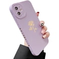thumbnail image 1 of for iPhone 11 Case(2019 6.1"), Cute Plated Rose Gold Flower with Anti-Fall Lens Cameras Cover Shell, Soft TPU Shockproof Anti-Fingerprint Phone Protection Cases for Women Girls Men,Purple, 1 of 11
