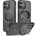 thumbnail image 1 of for iPhone 11 Case with 360° Rotatable Magnetic Ring Stand [Compatible with Mag-safe] [Military-Grade Protection] Translucent iPhone 11 Phone Case 6.1" for Women Men, Black, 1 of 14