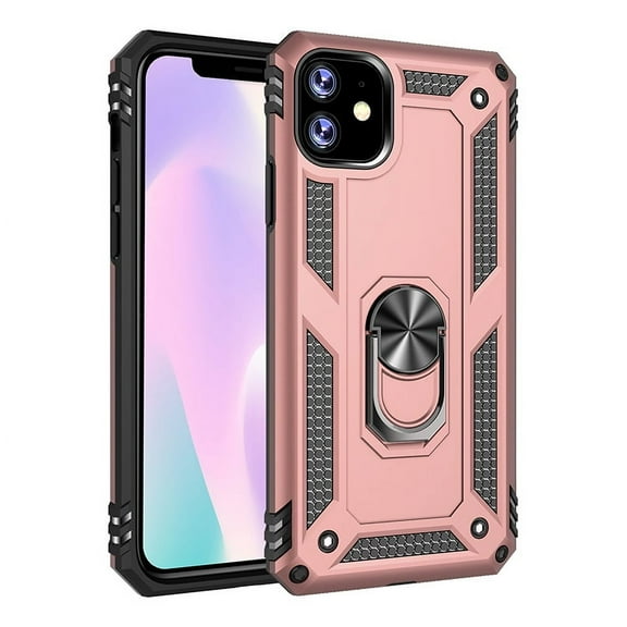 iPhone 11 Case 6.1" 2019,Allytech Rugged Silicone with Kickstand Dual Layer Hybrid Heavy Duty Shockproof Protection Wireless Charging Bumper Defender Back Cover Case for Apple iPhone 11 6.1",Rosegold