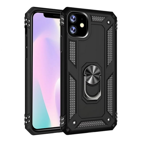 iPhone 11 Case 6.1" 2019, Allytech Rugged Silicone with Kickstand Dual Layer Hybrid Heavy Duty Shockproof Protection Wireless Charging Bumper Defender Back Cover Case for Apple iPhone 11 6.1",Black