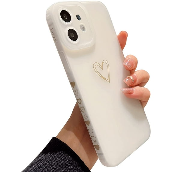 for iPhone 11 Case 6.1" 2019,Side Back Cute Plated Love Heart with Anti-Fall Lens Cameras Cover Protection Soft TPU Shockproof Anti-Fingerprint Phone Cases for Women Girls Men -Transparent