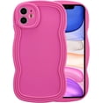 thumbnail image 1 of for iPhone 11 Case 6.1 Inch Curly Wave Frame Phone Case Cute Design Color Aesthetic Phone Case Soft TPU Shockproof Protective Bumper Case Cover for Girls, Peachy, 1 of 7