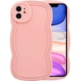 thumbnail image 1 of for iPhone 11 Case 6.1 Inch Curly Wave Frame Phone Case Cute Design Color Aesthetic Phone Case Soft TPU Shockproof Protective Bumper Case Cover for Girls, Pink, 1 of 14