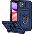 thumbnail image 1 of for iPhone 11 Case with Camera Lens Cover HD Screen Protector, Dual Layer [15 FT Military Grade Drop Protection] Magnetic Ring Holder Kickstand Protective Phone Case for iPhone 11 6.1 inch (Navy Blue), 1 of 8